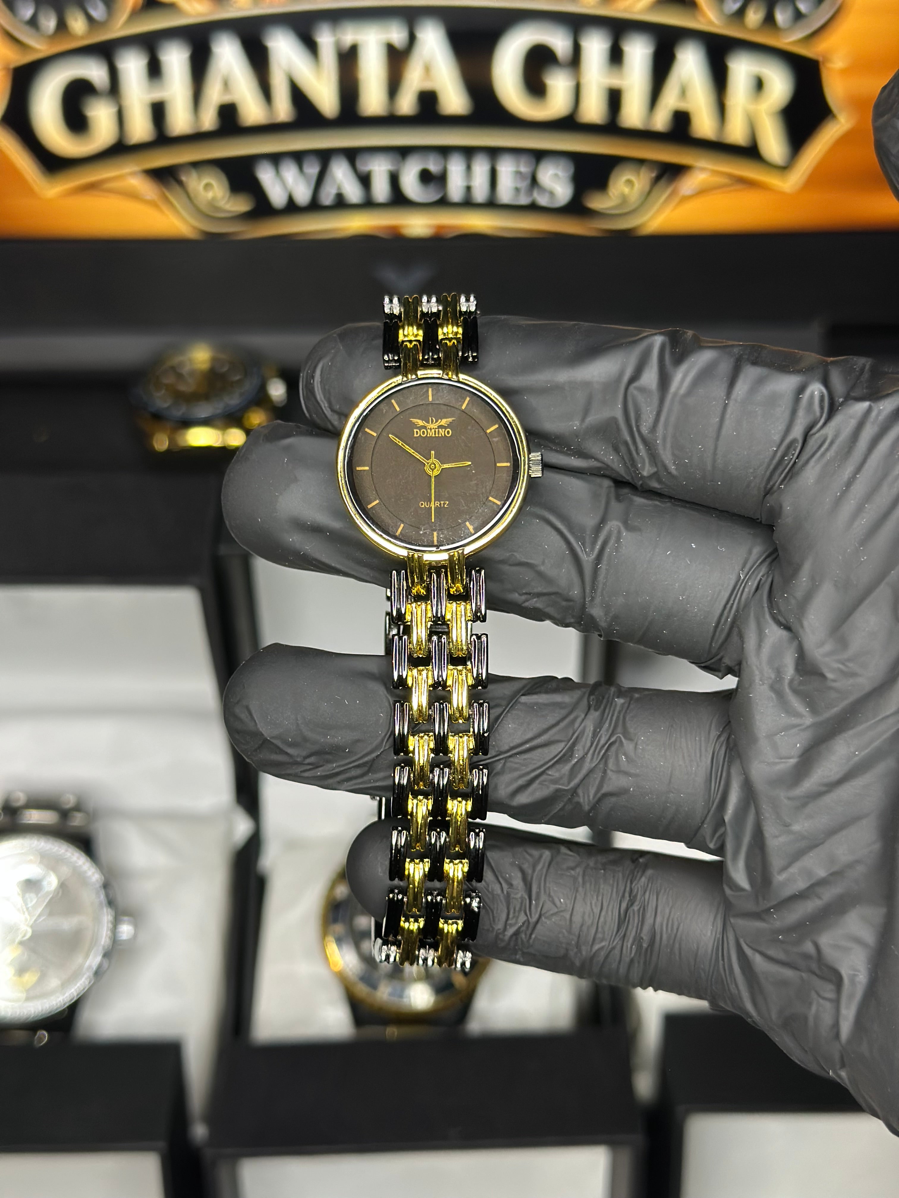 Black Dial Ladies Domino watch